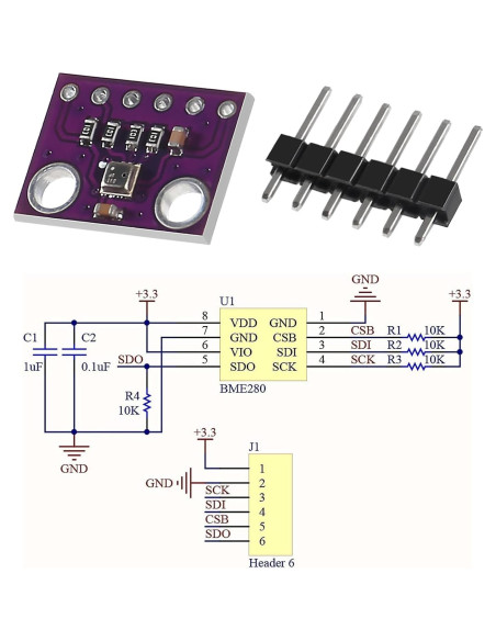 2 Sensores BME280 de Temperatura, Humedad y Presión I2C/SPI
