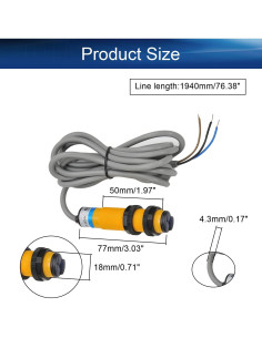 Sensor Fotoeléctrico Heyiarbeit E3F-R2NK 2m NPN 3 Cables 2