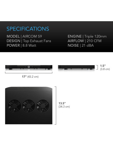 Sistema de Ventilación Silencioso AC Infinity AIRCOM S9 43.2 cm