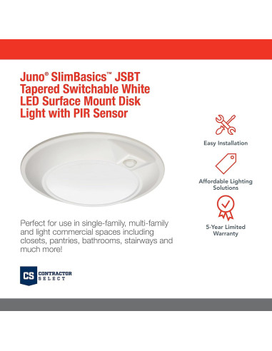 Downlight LED Juno SlimBasics 15.24 cm con Sensor PIR Blanco