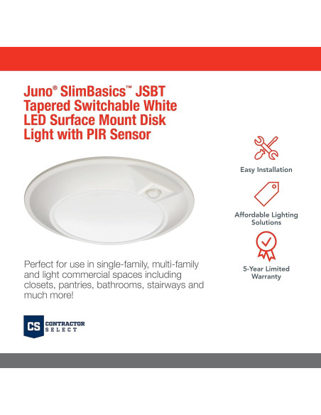 Downlight LED Juno SlimBasics 15.24 cm con Sensor PIR Blanco
