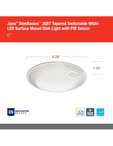 Downlight LED Juno SlimBasics 15.24 cm con Sensor PIR Blanco