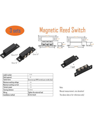 Interruptores de Lengüeta Magnético LBY - 3 Juegos, ABS Negro