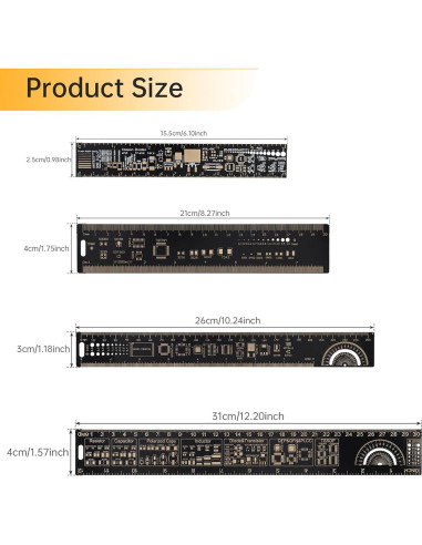Regla Multifuncional de PCB 4PCS 15-30cm Smgda Fibra de Vidrio