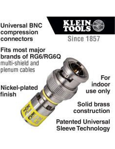 Conector Coaxial BNC Macho Klein Tools VDV813-607, Paquete 10 2