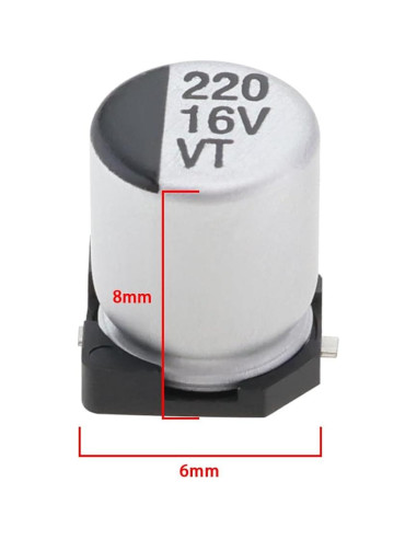 Capacitores Electrolíticos SMD 220UF 16V SING F LTD 20pcs