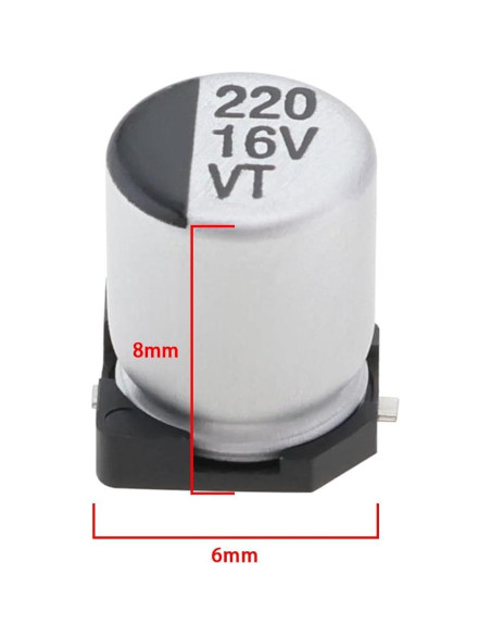 Capacitores Electrolíticos SMD 220UF 16V SING F LTD 20pcs