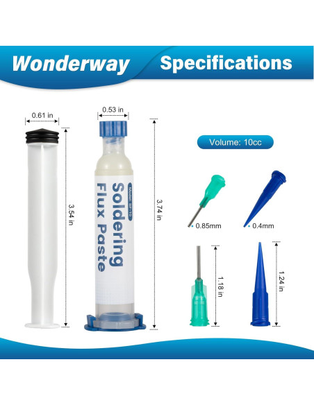 Kit de Reparación Electrónica Wonderway: 3 Flux Sin Plomo + 2 Mechas 25mm