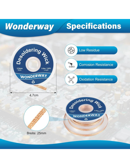 Kit de Reparación Electrónica Wonderway: 3 Flux Sin Plomo + 2 Mechas 25mm