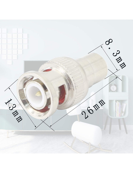 Adaptador BNC a RCA YOUCHENG 5 Pcs Conector Macho Hembra Adaptador BNC a RCA YOUCHENG 5 Pcs Conector Macho Hembra