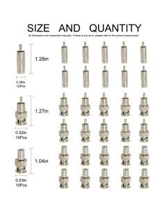 Kit 30 Conectores Adaptadores BNC a RCA Zovfam - 10 Macho y Hembra 2