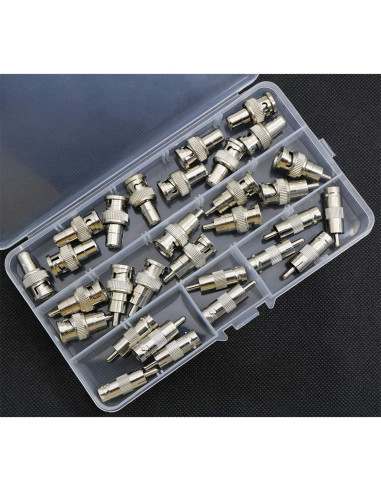 Kit 30 Conectores Adaptadores BNC a RCA Zovfam - 10 Macho y Hembra