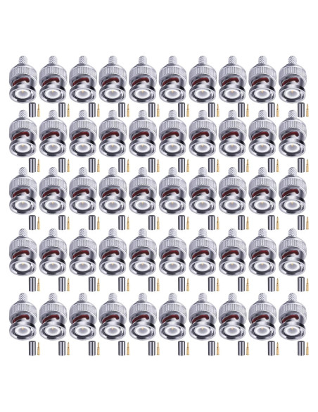 50 Conectores BNC Macho Crimp 50 Ohm para Cable Coaxial RG58 50 Conectores BNC Macho Crimp 50 Ohm para Cable Coaxial RG58