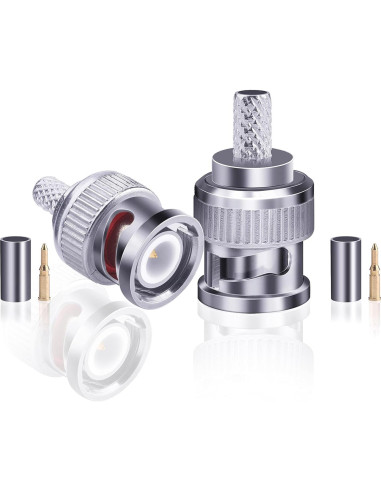 50 Conectores BNC Macho Crimp 50 Ohm para Cable Coaxial RG58