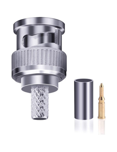 50 Conectores BNC Macho Crimp 50 Ohm para Cable Coaxial RG58
