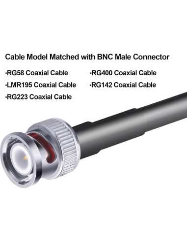 50 Conectores BNC Macho Crimp 50 Ohm para Cable Coaxial RG58