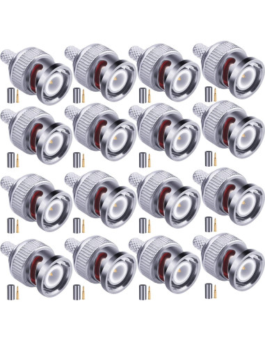50 Conectores BNC Macho Crimp 50 Ohm para Cable Coaxial RG58