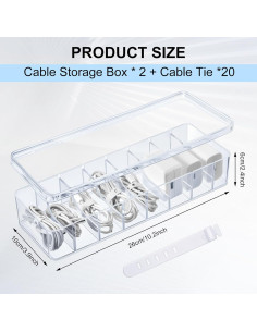 Organizador de Cables Tatuo 2 Pcs con 40 Sujetacables 2