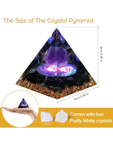 Pirámide Orgone Hopeseed de Amatista y Obsidiana 6cm