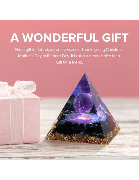 Pirámide Orgone Hopeseed de Amatista y Obsidiana 6cm Pirámide Orgone Hopeseed de Amatista y Obsidiana 6cm