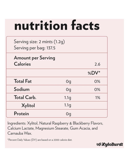 Mentas de Xilitol XyloBurst Baya 164g | Sin Azúcar, Veganas