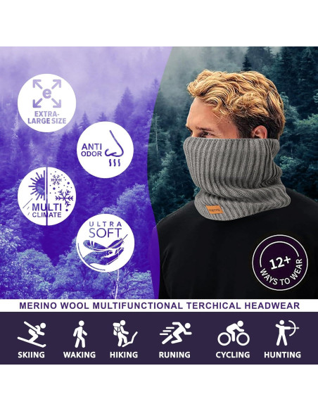 Gaiter de Cuello de Invierno Forro Polar Negro Unisex