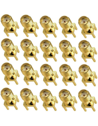 20 Conectores SMA Femeninos Montaje en PCB 50 Ohm GDQLCNXB