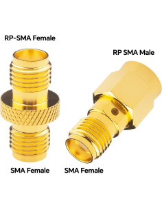 Kit de Conectores Boobrie SMA a RP-SMA 4 Piezas Coaxial 2