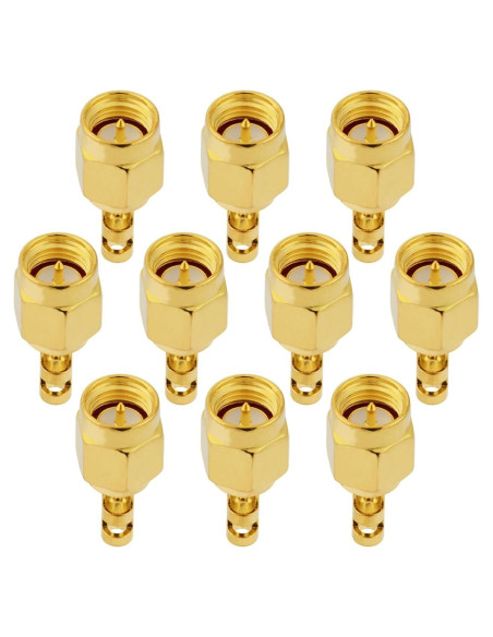 10 Conectores SMA Macho Soldadura 50 Ohm para RG178 1.37mm
