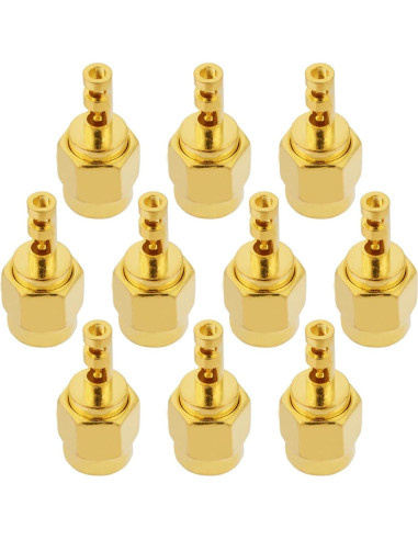 10 Conectores SMA Macho Soldadura 50 Ohm para RG178 1.37mm