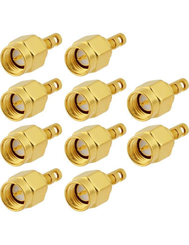 10 Conectores SMA Macho Soldadura 50 Ohm para RG178 1.37mm