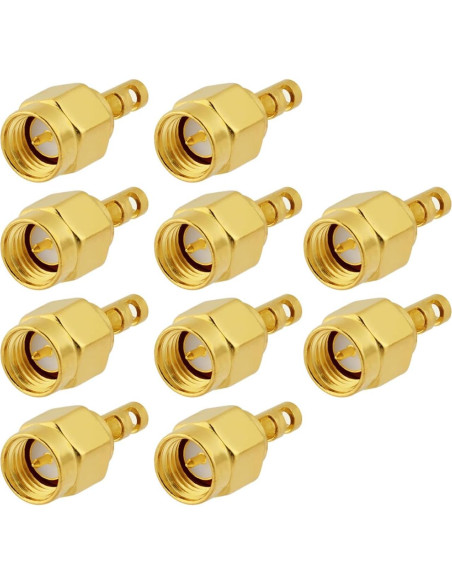 10 Conectores SMA Macho Soldadura 50 Ohm para RG178 1.37mm