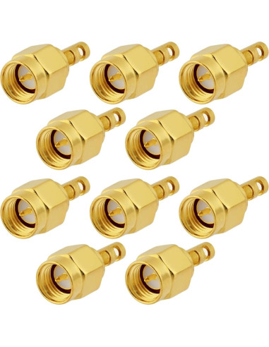 10 Conectores SMA Macho Soldadura 50 Ohm para RG178 1.37mm