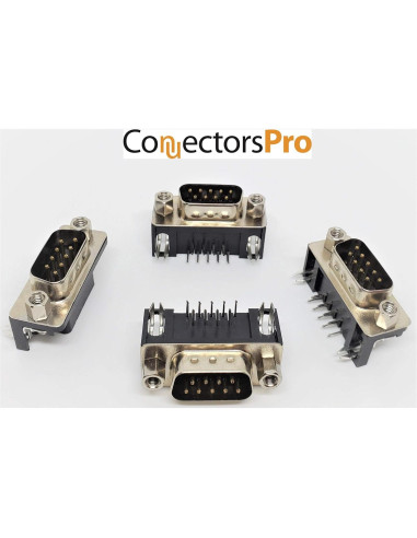 Conectores DB9 Macho Ángulo Derecho Montaje PCB - Paquete 10