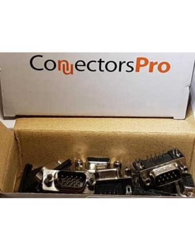Conectores DB9 Macho Ángulo Derecho Montaje PCB - Paquete 10