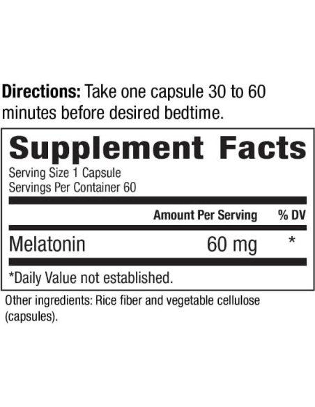 Melatonina 60mg Vegana en Cápsulas - Paquete de 2