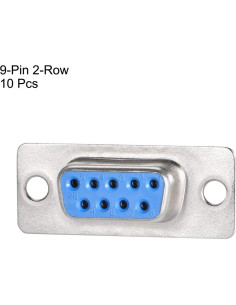 Conector D-sub Femenino 9 Pines uxcell Azul Paquete de 10 2