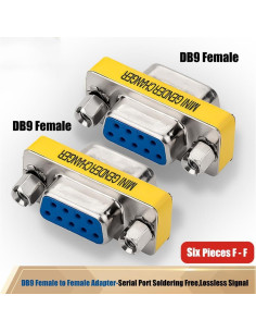 Paquete de 6 adaptadores RS232 DB9 hembra a hembra Warmstor 2