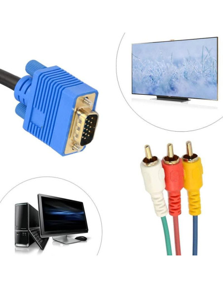 Cable VGA a RCA 1.5m KUJOBUY Adaptador AV Video