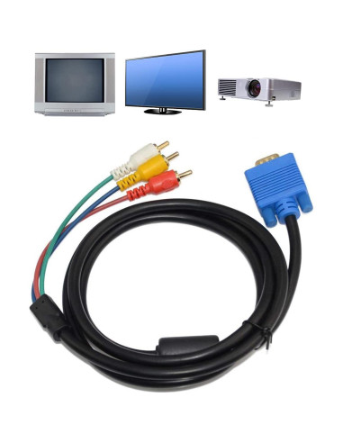 Cable VGA a RCA 1.5m KUJOBUY Adaptador AV Video