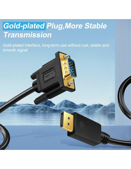 Cable DisplayPort a VGA SHULIANCABLE 1.8m Full HD 1080P