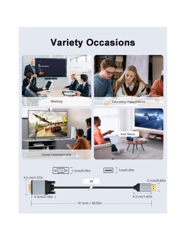 Cable DisplayPort a VGA 0.91m Foboiu HD 1080P Aluminio
