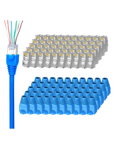 Paquete de 100 conectores RJ45 blindados Cat 6 Brileine