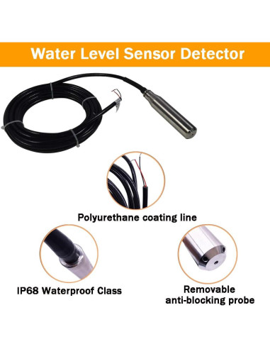Transmisor de Nivel de Agua EQCOTWEA 30m 4-20mA Acero Inoxidable