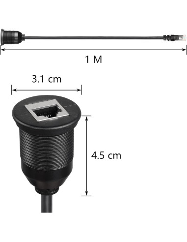 Cable RJ45 Macho a Hembra SinLoon 0.91M Montaje en Panel