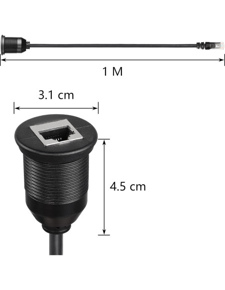 Cable RJ45 Macho a Hembra SinLoon 0.91M Montaje en Panel