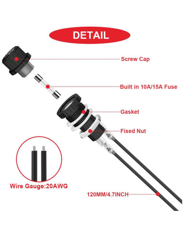 Soporte de Fusible Montaje en Panel MKBKLLJY 12V 10A 15A