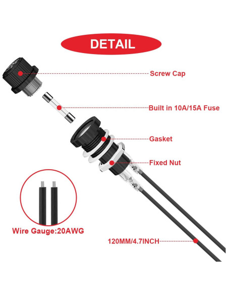 Soporte de Fusible Montaje en Panel MKBKLLJY 12V 10A 15A
