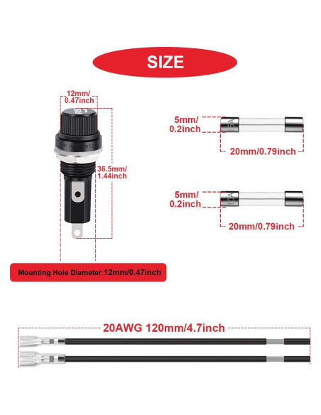 Soporte de Fusible Montaje en Panel MKBKLLJY 12V 10A 15A
