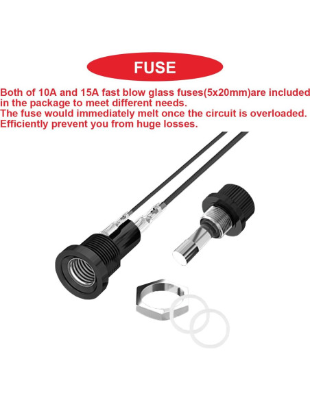 Soporte de Fusible Montaje en Panel MKBKLLJY 12V 10A 15A